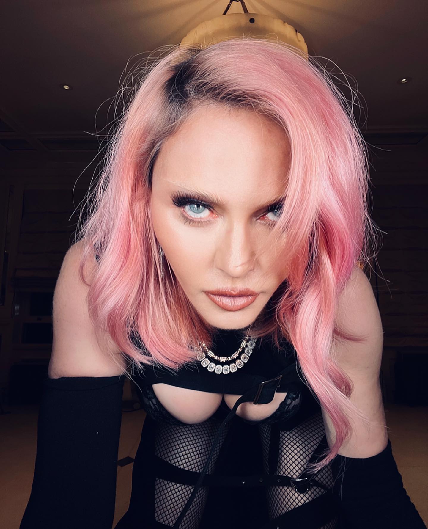 Madonna Rocks Pink Hair and Fishnets!